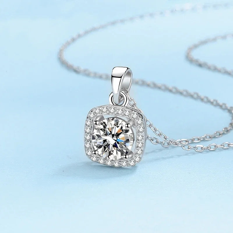 Necklaces Women Wedding Fine Jewelry 1CT Moissanite