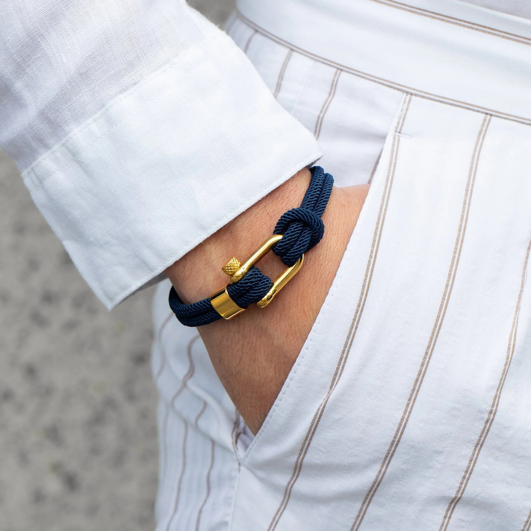 Pulseira de Corda Azul Malibu Gold Beroc