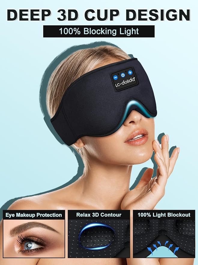 LC-dolida Schlafkopfhörer, kabellose Bluetooth-3D-Schlafmaske