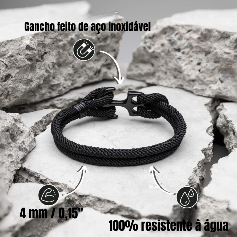 Pulseira de Corda Preta Anchor Beroc