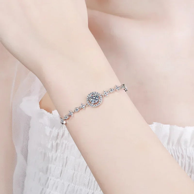 Bracelets Women Wedding 1CT Moissanite Diamond