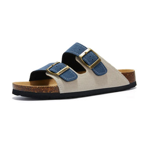 Sandália Maibulun Camurça - Creme e Azul