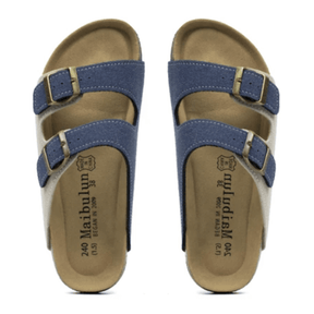 Sandália Maibulun Camurça - Creme e Azul