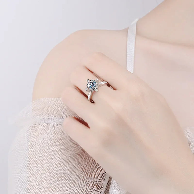 Crown Rings VVS D Color 1CT Moissanite Diamond Girl