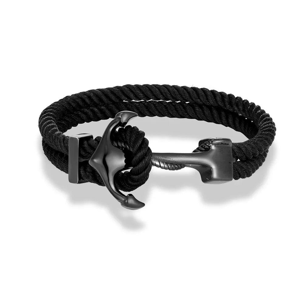 Pulseira de Corda Dupla Preta Náutica Beroc