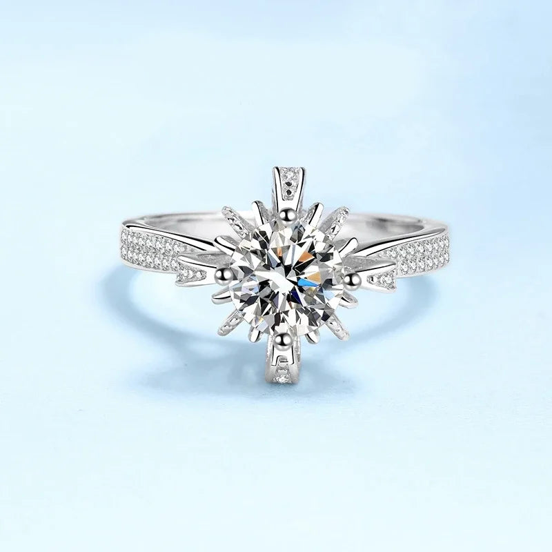 Crown Rings VVS D Color 1CT Moissanite Diamond Girl