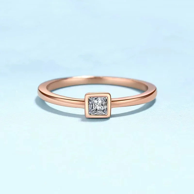 Rings Square Wedding Band Moissanite Diamond