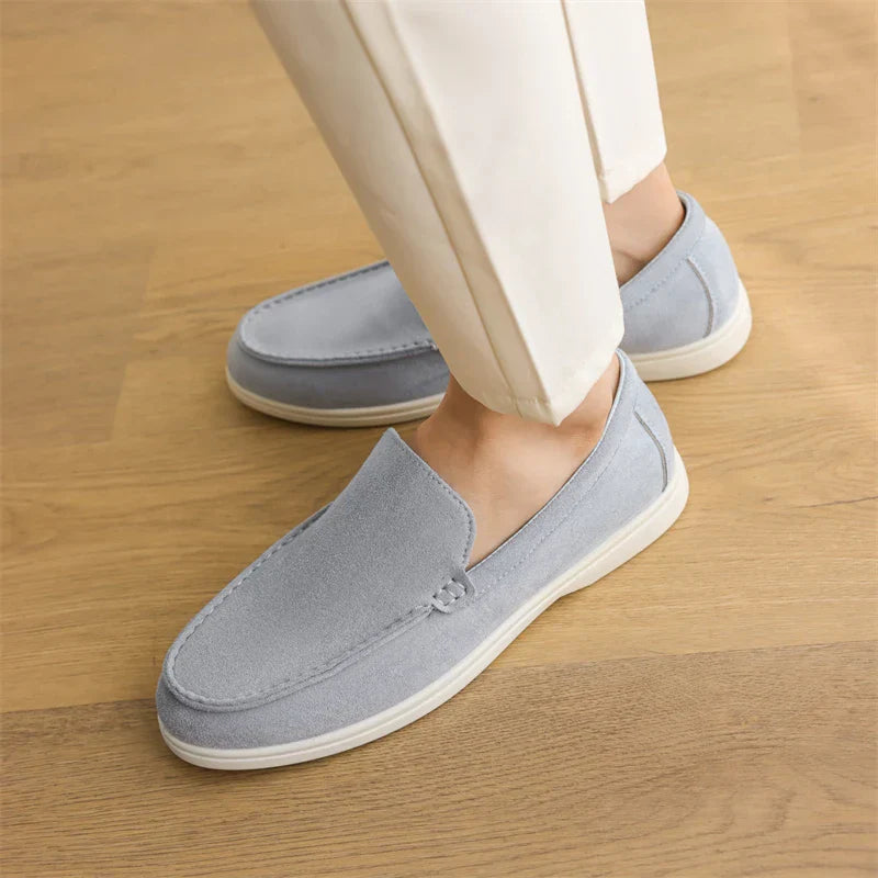 Mocassim de camurça premium | Azul-celeste